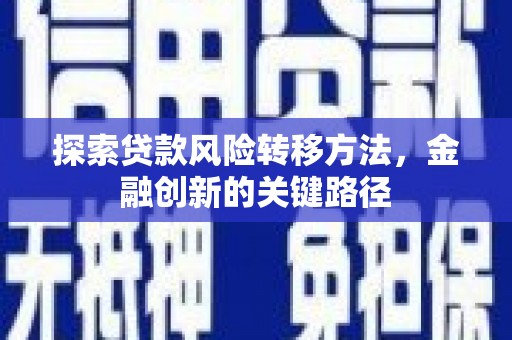 贵州探索贷款风险转移方法，金融创新的关键路径