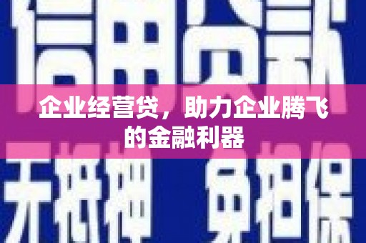 贵州企业经营贷，助力企业腾飞的金融利器