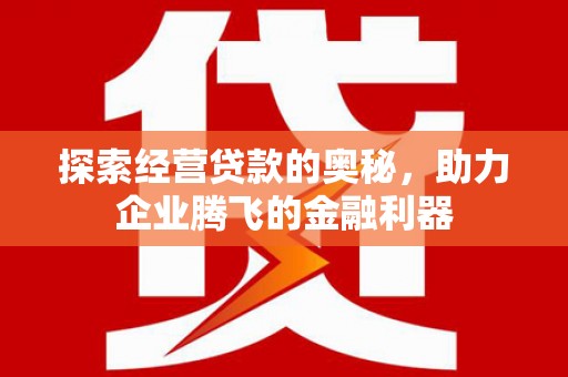 贵州探索经营贷款的奥秘，助力企业腾飞的金融利器