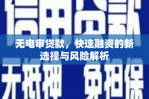 贵州无电审贷款，快速融资的新选择与风险解析