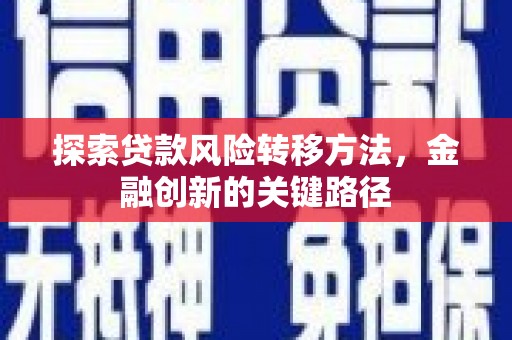 贵州探索贷款风险转移方法，金融创新的关键路径