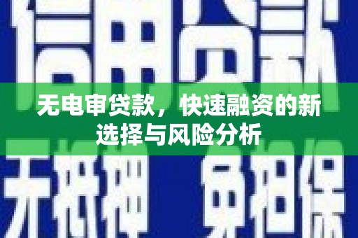 贵州无电审贷款，快速融资的新选择与风险分析